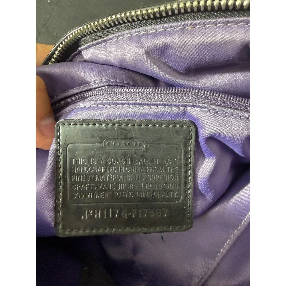 Coach Tote Bag Medium Black Purple Excellent Poppy‎ Signature Graffiti F17587